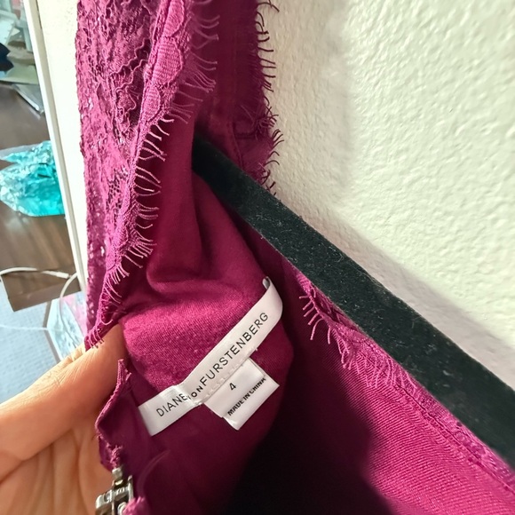 Diane Von Furstenberg Fuchsia Celebrity Zaria Lace 3/4Sleeve Dress - Picture 7 of 7